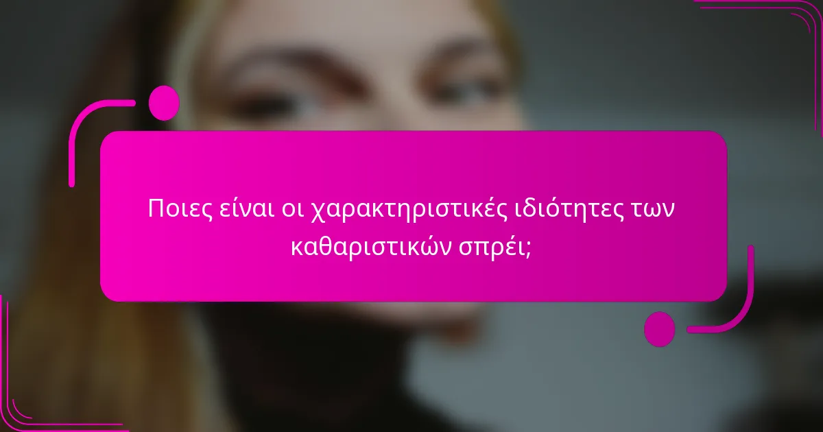 Ποιες είναι οι χαρακτηριστικές ιδιότητες των καθαριστικών σπρέι;